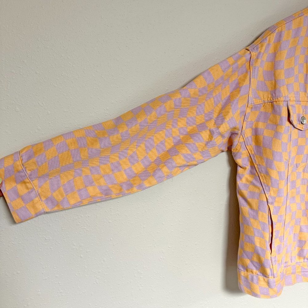 Oversized Checkered Denim Jacket - image 4